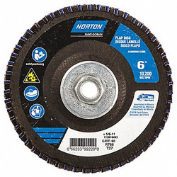 Norton Abrasives Fiber Disc,6 in Dia,5/8in Arbor,P60 Grit 66623399220