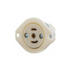 Bryant Locking Flanged Receptacle,Black/White 7596ER