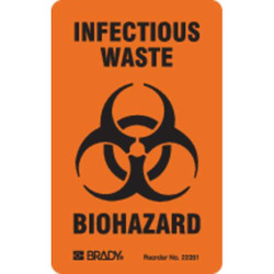 Brady Biohazard Lbl,3inx1 17/20in,Paper,PK100 22351LS