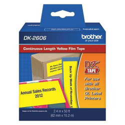 Brother Label Tape Cartridge,Blk/Ylw,50ftx2.40in DK2606