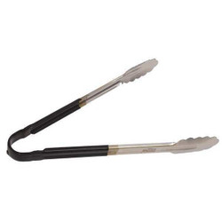Crestware Tong,Black,12 in. L,Stainless Steel CG12BK