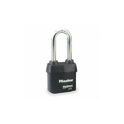Master Lock Keyed Padlock, 7/8 in,Rectangle,Black 6121NKALJ