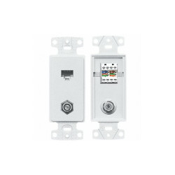 Hubbell Wiring Device-Kellems Wall Plate and Jack,Cat 5e/F-Type,White NS785W