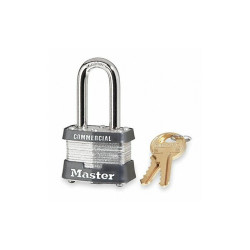 Master Lock Keyed Padlock, 5/8 in,Rectangle,Silver 3LF