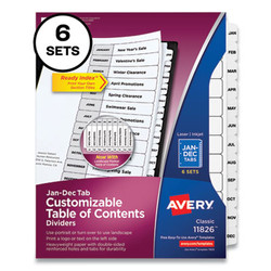 Avery® TAB,MONTHLY,WHT,6/ST 11826