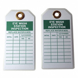 Sim Supply Eye Wash Sta Inspection Tag,Grn/Wht,PK10  9HUP5