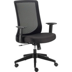 Interion Mesh Office Chair With Mid Back & Adjustable Arms, Fabric, Black