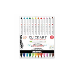 Zebra® PEN,CLICKART,12PK,AST 69012