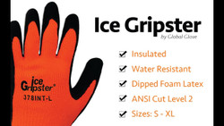 Ice Gripster® Water Repellent Heavy Napped Rubber Coated High-Visibility Low Temperature Gloves with Cut, Abrasion, and Puncture Resistance - 378INT-L