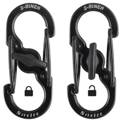 Nite Ize Locking Carabiner,1-2/5 In.,Steel,Black  LSBM-01-2R3