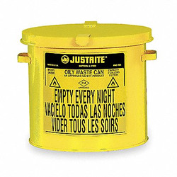 Justrite Countertop Oily Waste Can,2 Gal.,Yellow 09200Y