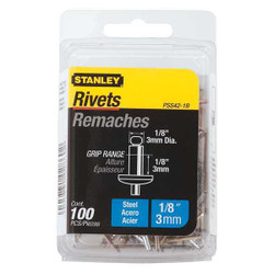 Stanley Blind Rivet,Steel,1/8 x 1/8 In,PK100 PSS42-1B