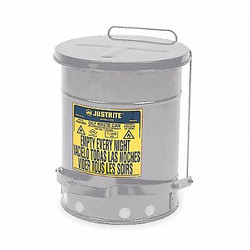 Justrite Oily Waste Can,10 Gal.,Steel,Silver 09304