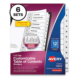 Avery® TAB,NUMERIC,WH,12,6/ST 11824