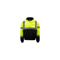 GSS Safety Hi-Visibility Class 3 Waterproof Quilt-Lined Bomber Jacket Lime/Black