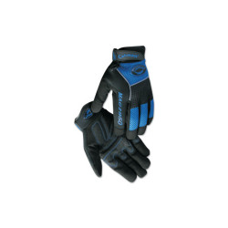 2950 Synthetic Leather Padded Palm Grip Mechanics Gloves, Large, Black/Blue/Gray