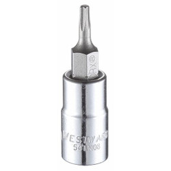 Westward Socket Bit, Steel, 1/4 in, TpSz T10 54TN08