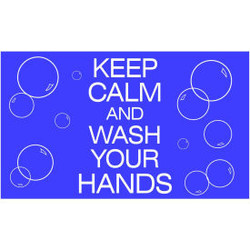 NoTrax Keep Calm and Wash Your Hands Safety Message Mat 3/8" Thick 4' x 6' Blue