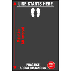NoTrax Line Starts Here Safety Message Mat, 4'W x 6'L, 3/8" Thick, Black
