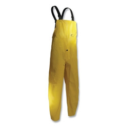Webtex Rain Bib Overalls, 0.65 mm Thick, Heavy-Duty Ribbed PVC, Yellow, Large, Snap Fly Front