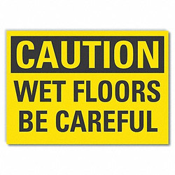 Lyle Wet Floor Caution Rflctv Label,10inx14in LCU3-0278-RD_14x10