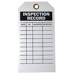 Sim Supply Inspection Rcd Tag,5-3/4 x 3 In,Met,PK10  9E220