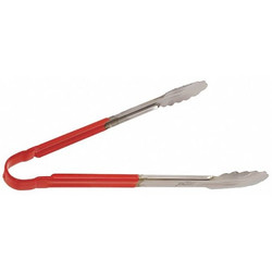 Crestware Tong,Red,12 in. L,Stainless Steel CG12R