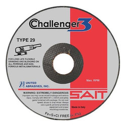 United Abrasives/Sait DepressedGrindWhl,7/8"CN,UnthreadHle 27611