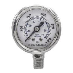 Pic Gauges Pressure Gauge,Nominal 1-1/2" Dial PRO-301D-158M-01