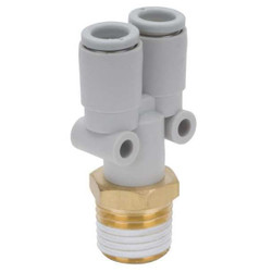 Smc Y Branch,10mm,TubexMale BSPT KQ2U10-02AS