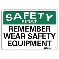 Lyle Safety First Sign,10 inx14 in,Aluminum  U7-1230-NA_14x10