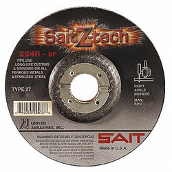 United Abrasives/Sait CutOff&GrindWhl,7/8"CN,UnthreadHle 22624