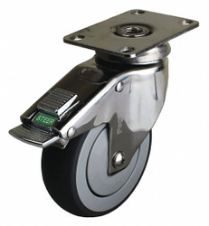 Sim Supply Quiet-Roll Medical Plate Caster,Swivel  P14S-RP040K-12-DL