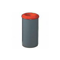Justrite Trash Can,Round,55 gal.,Red/Gray 26455