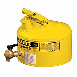 Justrite Type I Safety Can,2-1/2 gal.,Yellow 7225240