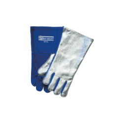 Split Cowhide Front Welding Gloves, Aluminized Back, Large, Blue Front