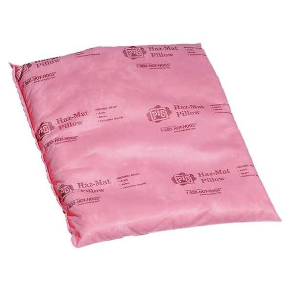 Pig Sorbent Pillow, 10 gal, 16 in x 17 in, Harsh Chemicals, Pink, 10 PK HR7015