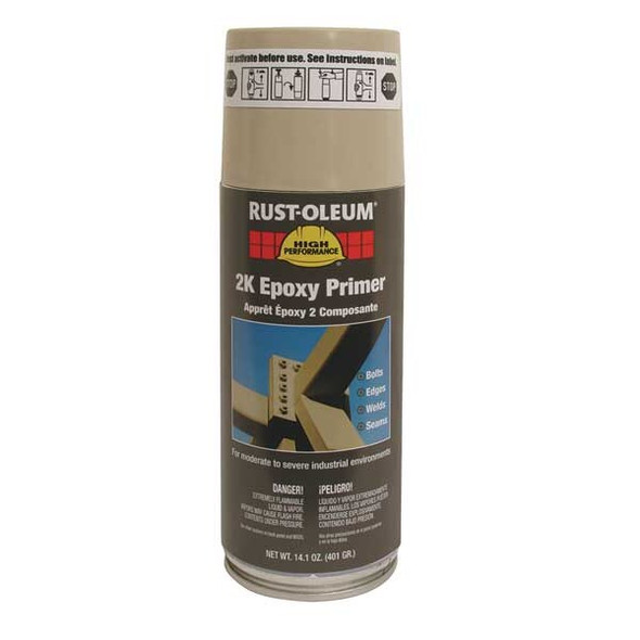 Rust Preventative Spray Primer . Beige, 14.1 oz, Aerosol Can, Flat