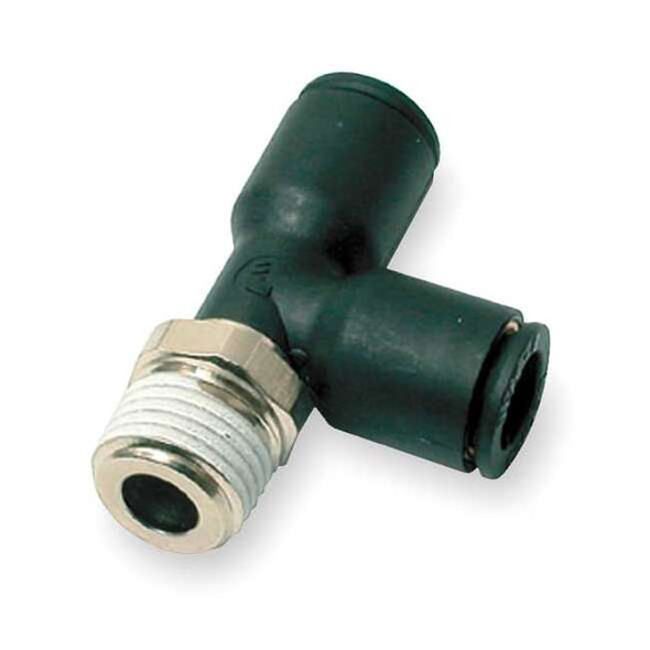 Push-Fit Tee Fitting, 8mm Tube Size, Fiberglass-Reinforced Nylon, Black, 10 PK