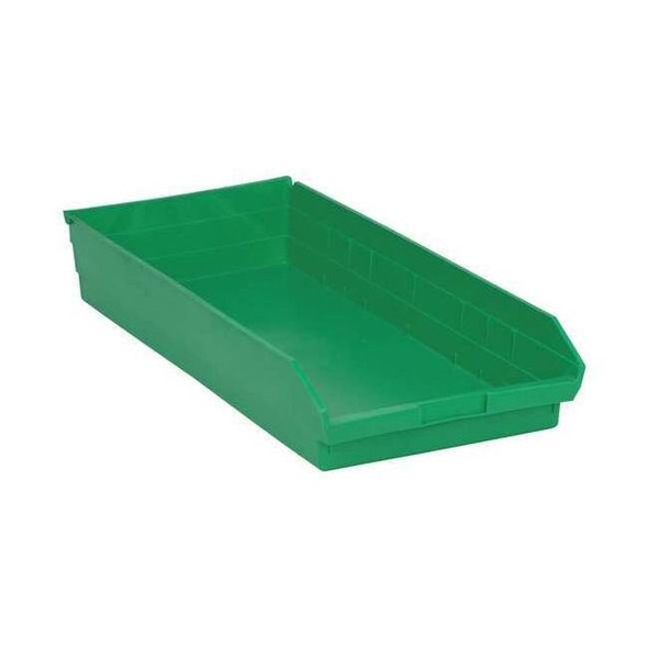 Shelf Storage Bin, Polypropylene, Green, 4 in H, 11 1/8 in W, 23 5/8 in L