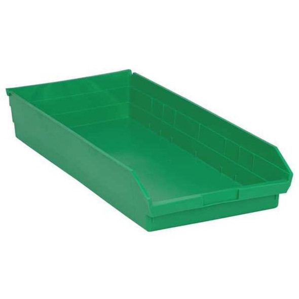 Shelf Storage Bin, Polypropylene, Green, 4 in H, 11 1-8 in W, 23 5-8 in L  QSB116GN