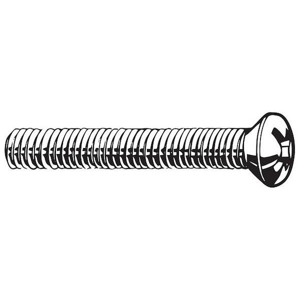 M5-0.80 x 20 mm Phillips Oval Machine Screw, Plain 18-8 Stainless Steel, 100 PK