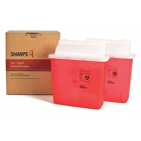 Sharps Assure Sharps Container,3/8 gal.,Red,Snap Lid SA5QU2