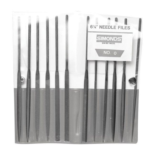 Simonds Needle File Set,6-1/4in.L,Swiss,12 pcs. 83551500