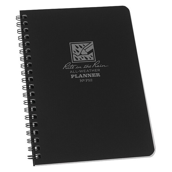 Rite in the Rain Planner,4-1/16" x 7" Sheet,Black,1/4" H P52 Rite in the Rain Planner,4-1/16" x 7" Sheet,Black,1/4" H P52