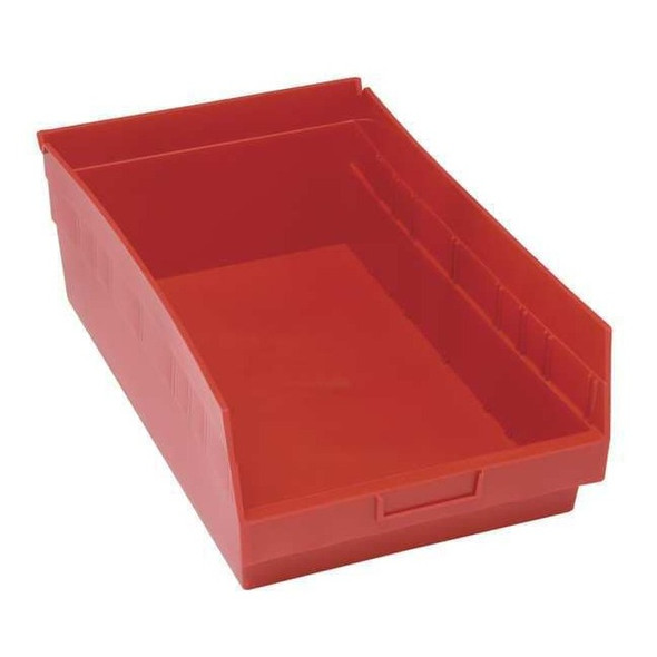 Shelf Storage Bin, Polypropylene, Red, 8 in H, 11 1/8 in W, 17 7/8 in L