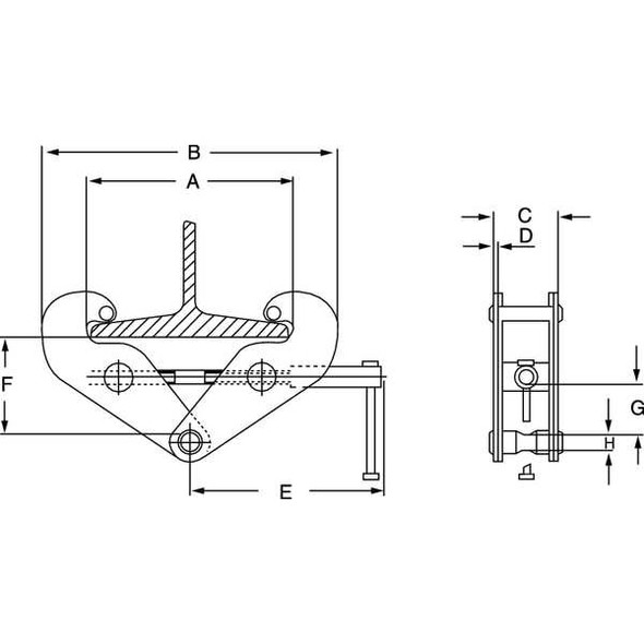 Harrington Beam Flange Clamp,Steel,20,000 lb UBC100