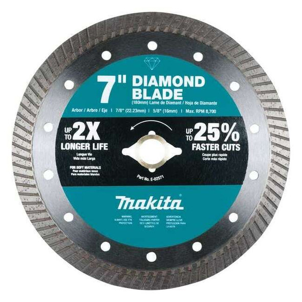 Makita Diamond Blade,7" dia.,8700 RPM Max Speed E-02571