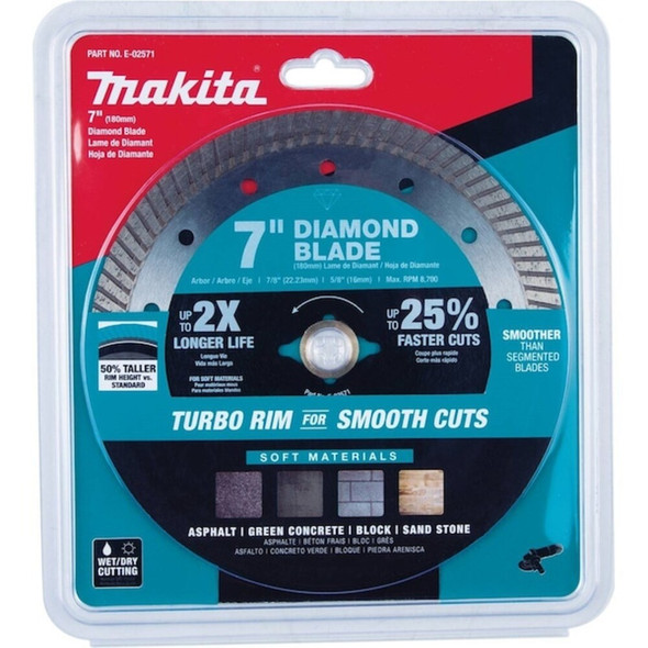 Makita Diamond Blade,7" dia.,8700 RPM Max Speed E-02571