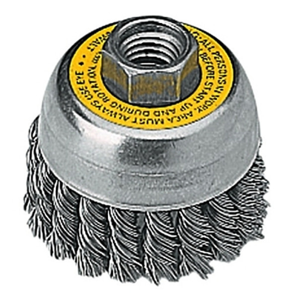 Cup Brush, Carbon Crimped, 3 in dia, 5/8 in-11 TPI, 14000 RPM